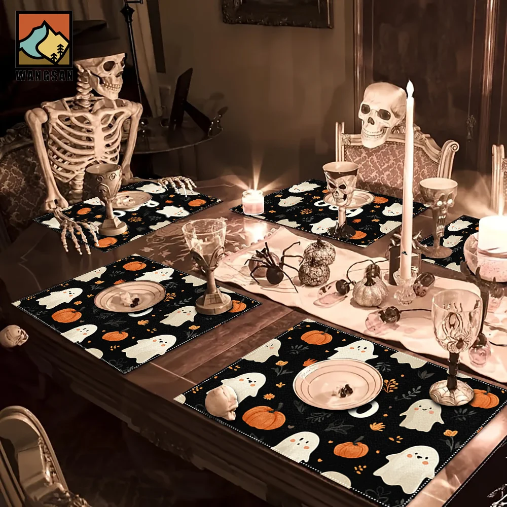 1set1pc Pumpkin And -themed Printed Placenmats Heat-insulating Placenmats Suitable For Home Decoration Holiday Dining Kitchen An