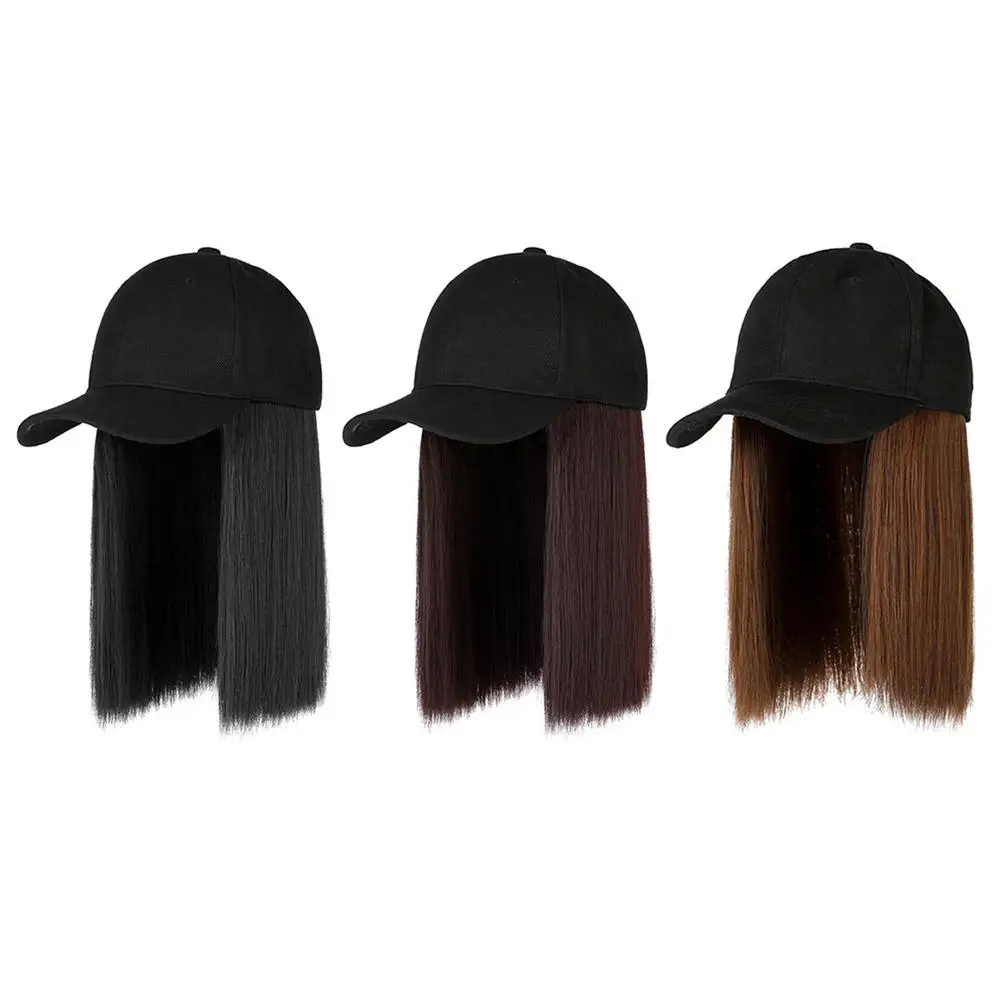 Integrated Wig Cap Short Straight Hair Female Wig With Collarbone Suitable For Daily Wear By Women Black Hat Wig