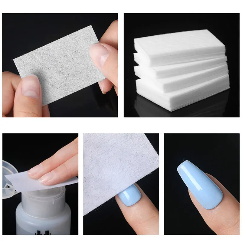 Lingettes à ongles non pelucheuses dissolvant de vernis à ongles cotons pour l'élimination du vernis Gel UV lingettes nettoyant tampons de manucure outils de nettoyage des ongles