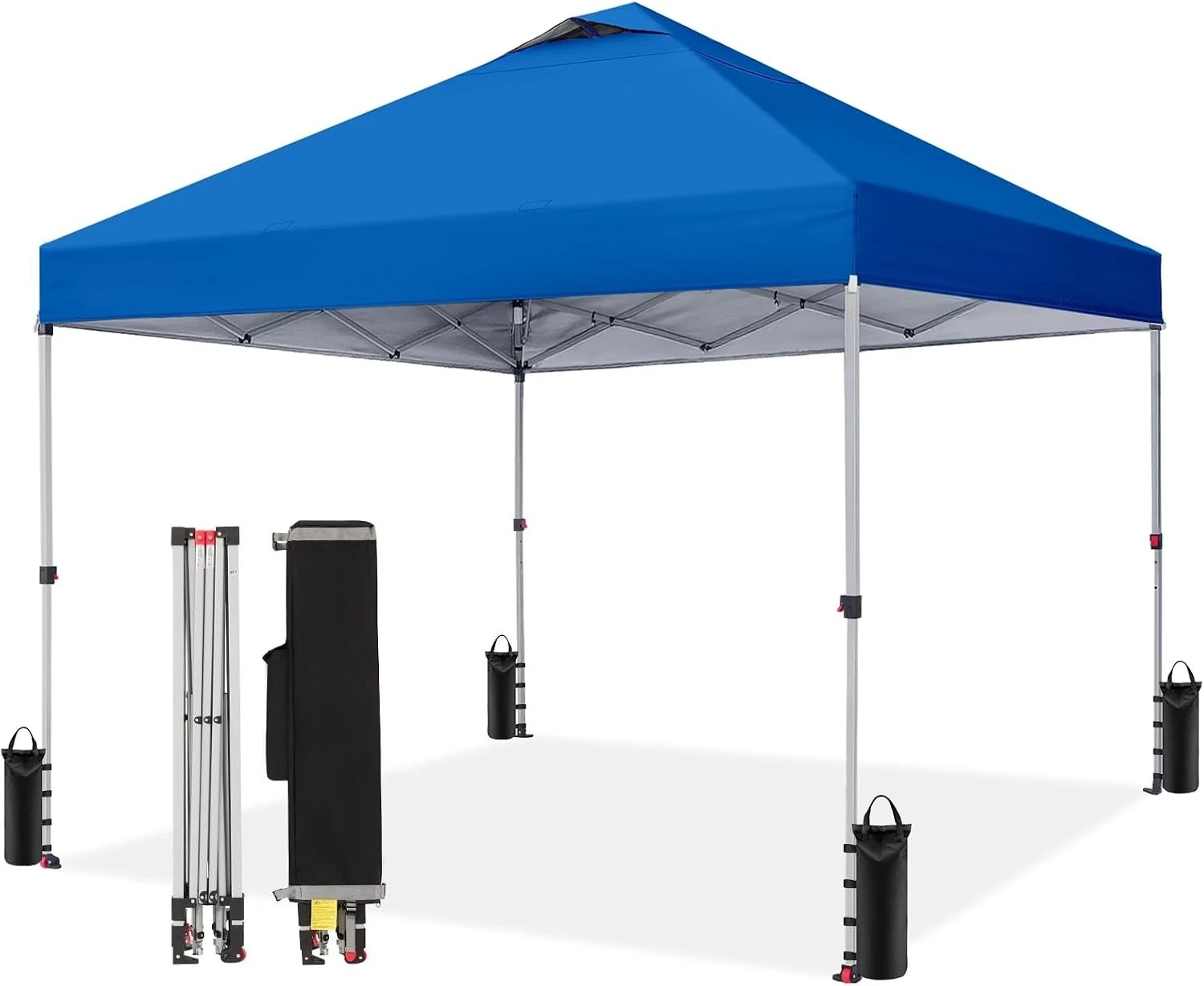10 x 10 FT Pop‑Up Canopy Tent with One‑Push Quick Setup, Outdoor Portable Shade Shelter for Patio, Backyard and Events, Blue