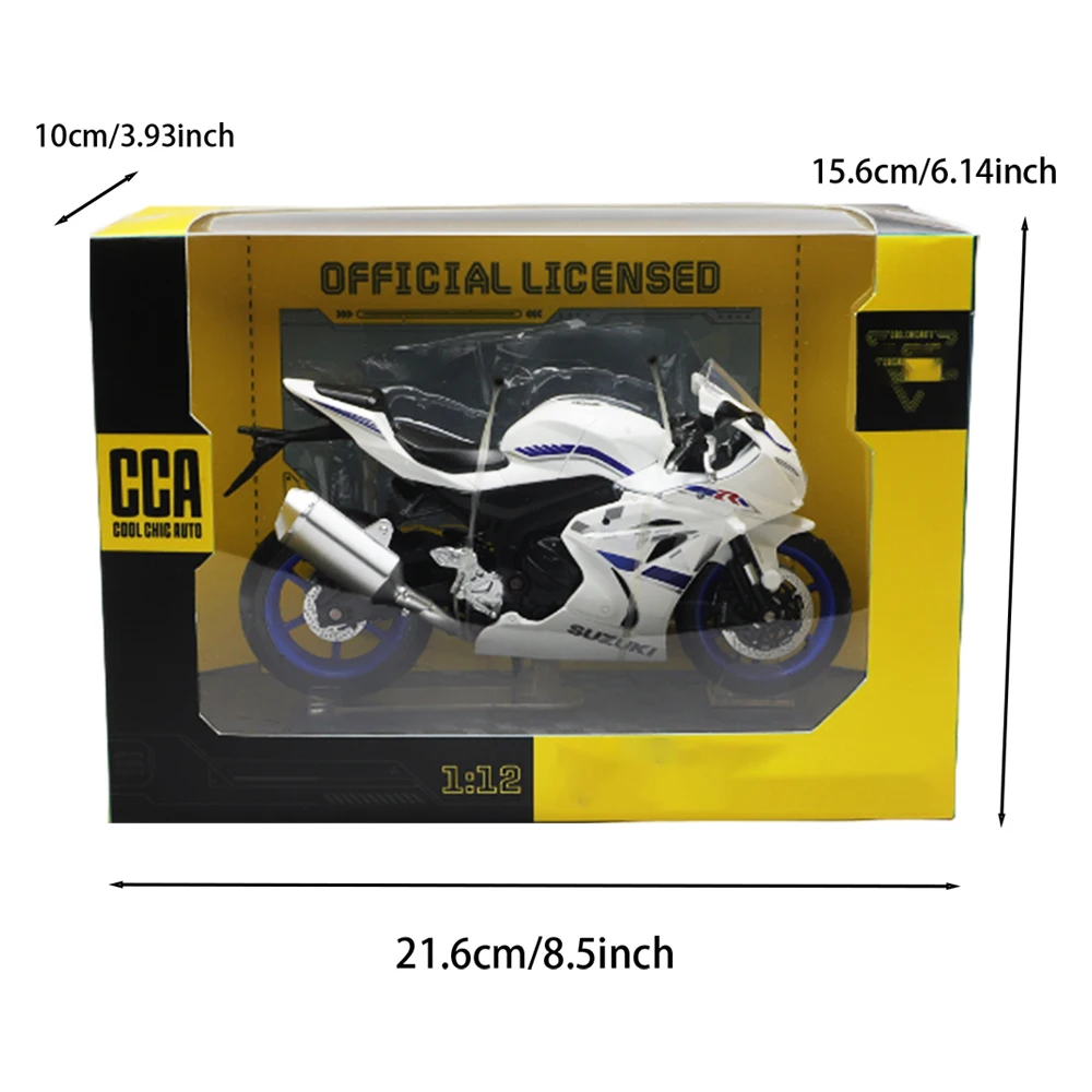 CCA سوزوكي GSX-R1000 نموذج دراجة نارية تأثير معدني حامل قابل للسحب أنيق وملفت للنظر عطلة هدية عرض قطعة
