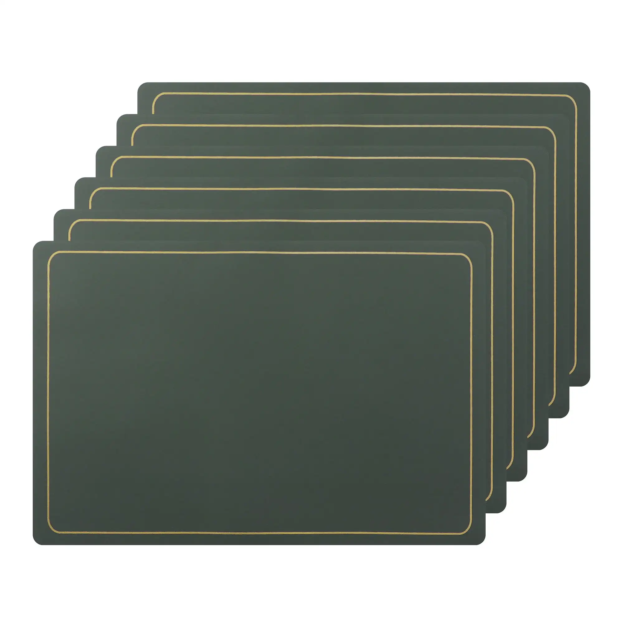 

Set of 6 Heat Resistant Faux Leather Placemats for Kitchen Dining Room Dark Green