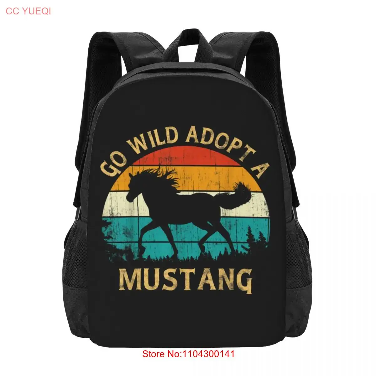 Vintage Sunset Wild Mustang Horse Go Wild Adopt a   Collaboration Backpack Large Capacity Cute Foldable  Clothes Backpacks