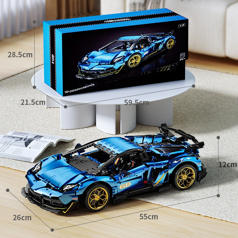 2023 New Technical 1:8 SVJ Sports Car Building Blocks Model City Remote Control Car Bricks Toys for Children Set regalo di natale