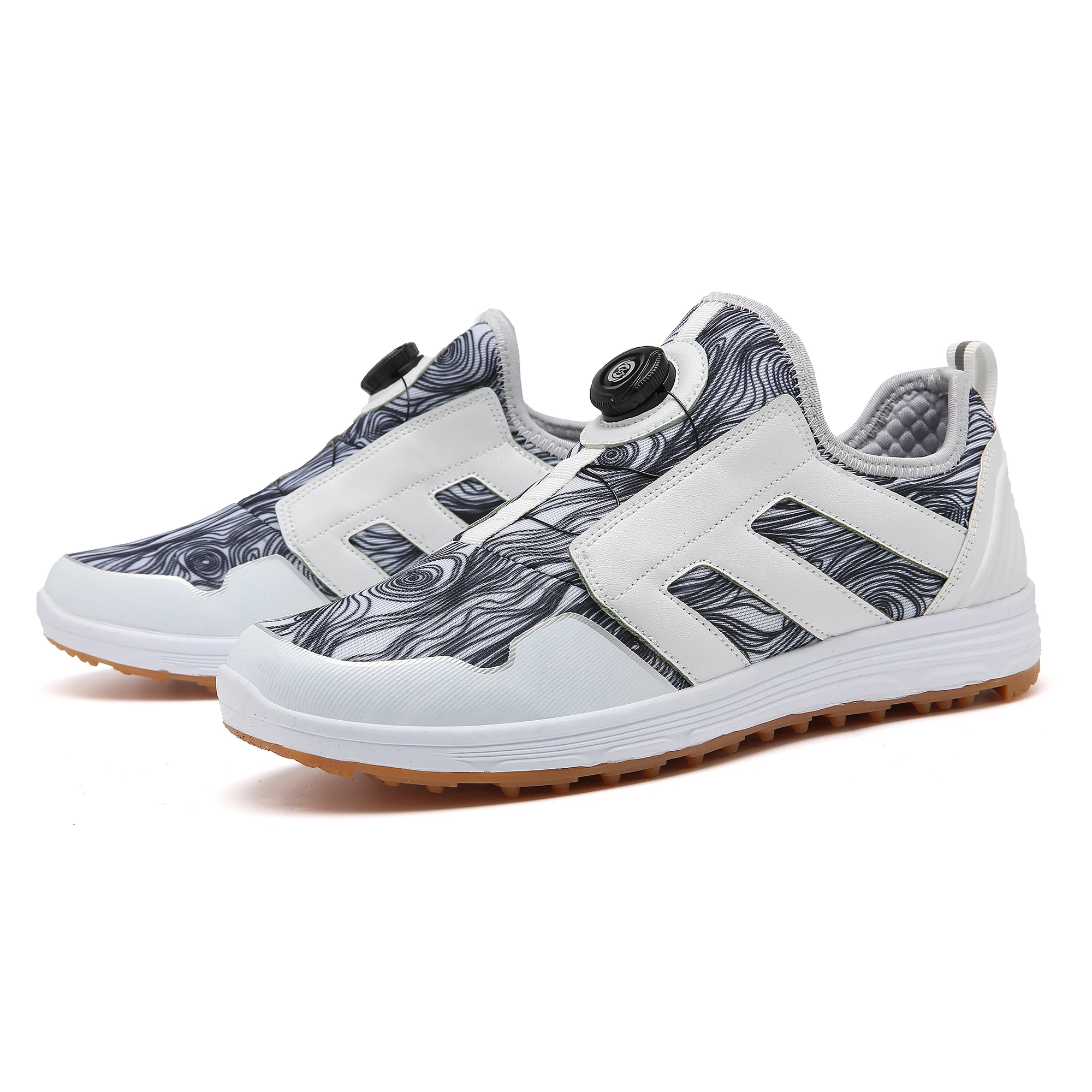 

Couple Golf Shoes Men's White Waterproof Rotating Buckle Fitness Spikeless Non Slip Golf Golfer Training Golf Sneakers Women