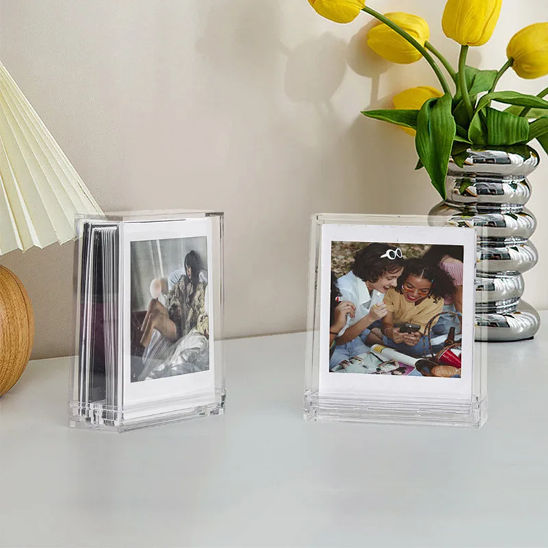 Ins Style تخزين الصور مع إطار مربع شفاف على الوجهين ، 3 "، SQ ، Instax Mini 12 ، 11 ، 8 ، 9 ، 7 ، مربع ، SQ1 EVO