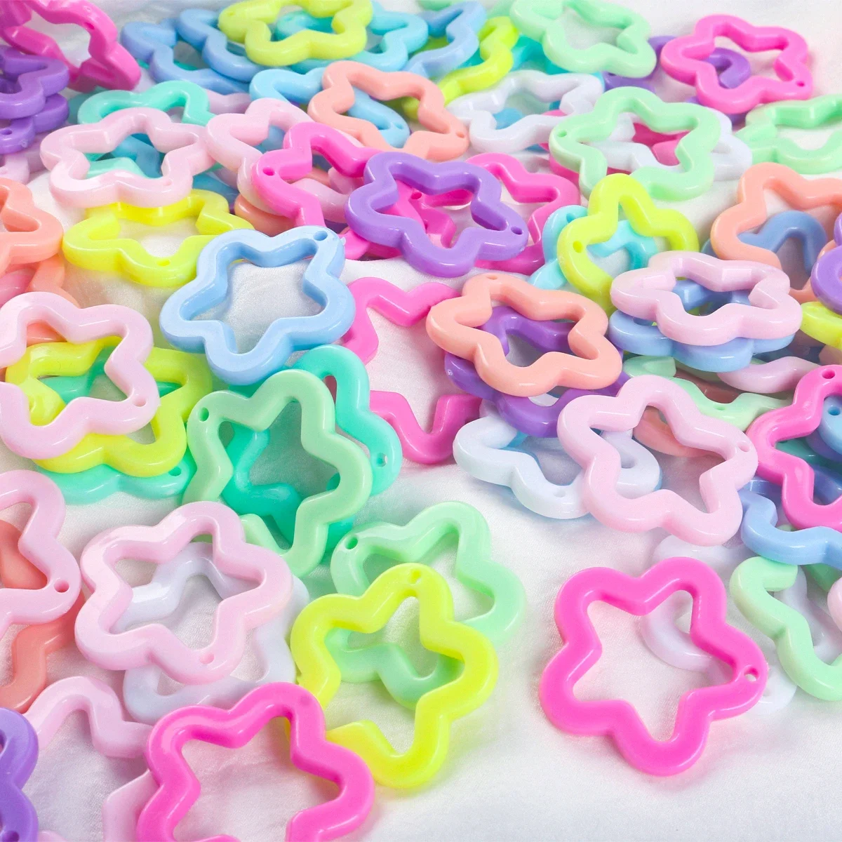 10Pcs/Lot Colorful Acrylic Five-Pointed Star Hollow Loose Pendent For DIY Necklace Bracelet Jewelry Making Accessories Supplies