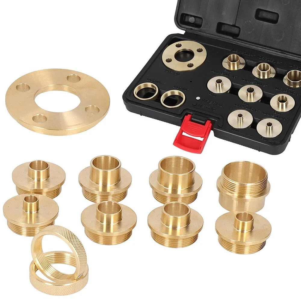 

11 PCS Brass Router Template Bushing Guide Set Fit Any Router Sub-base Electric Wood Milling Shaft Sleeve Woodworking Tool Parts