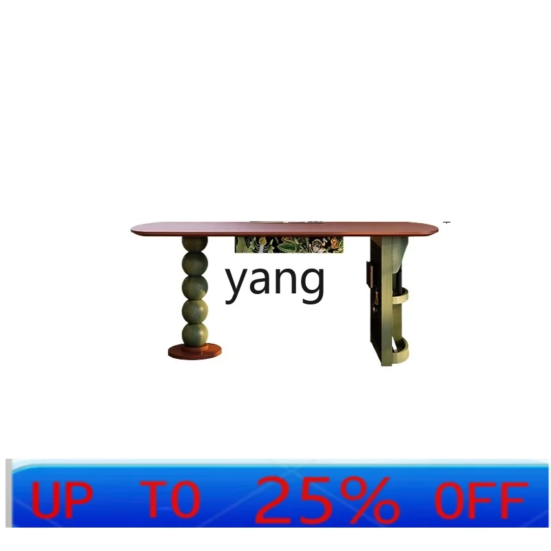 Lcx hole board integrated desk medium antique solid wood desk with drawers French retro desk
