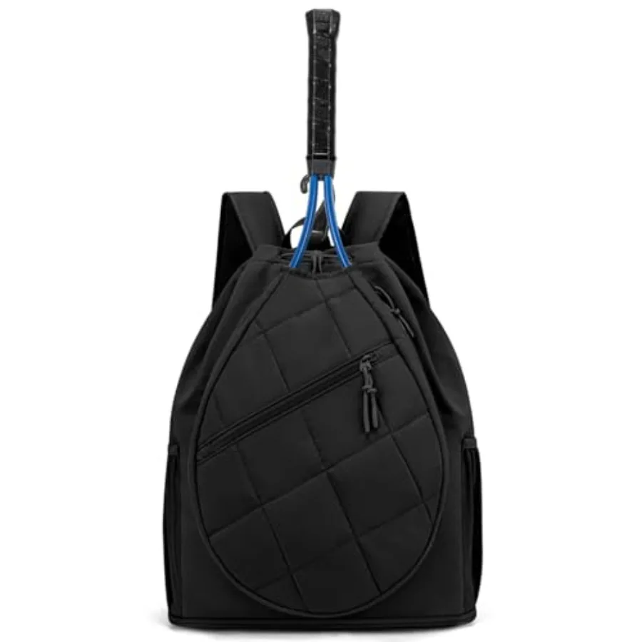 Drawstring Backpack Sports Gym Bag, Puffer Tennis Racket Bag with Shoe Compartment and Wet Pocket Pickleball Badminton Bag for