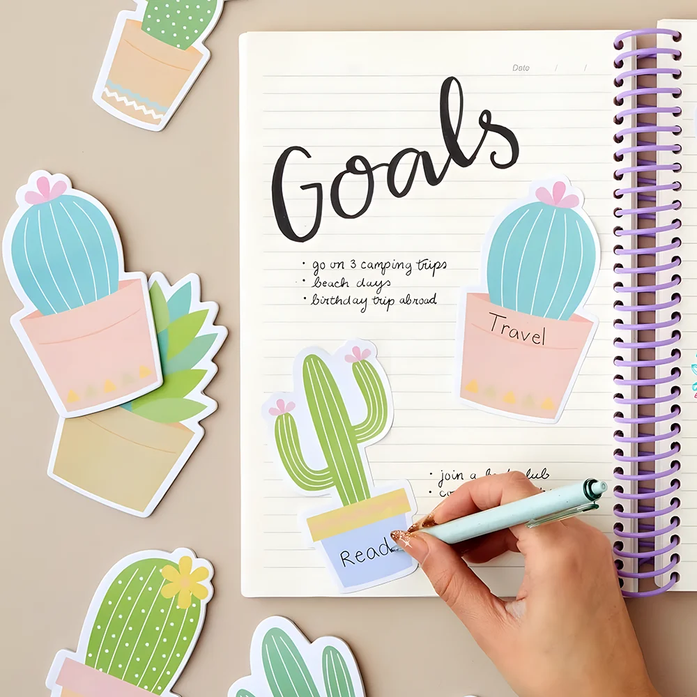 Coreano carino Cactus Sticky Notes Memo Pad Kawaii Post blocco note adesivi per scrivere indice Tab cancelleria libro decorazione diario Planner