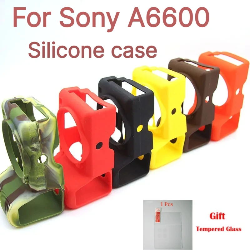 Protective Camera Case For Sony A6600 Silicone case,Micro-single camera bag, soft Rubber Protector Skin +1PCS Free Tempered Film