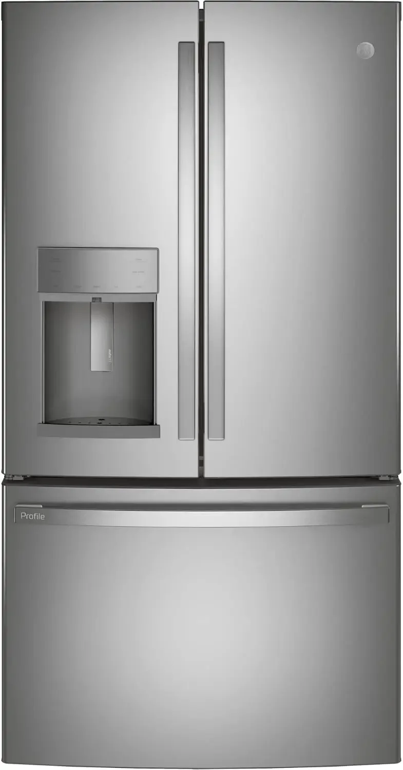 GE PROFILE PYE22KYNFS 36 Inch Counter-Depth Bottom Freezer French Door Twin Chill Evaporator Quick Space Shelf LED Lighting Fingerprint Resistant Stainless Steel