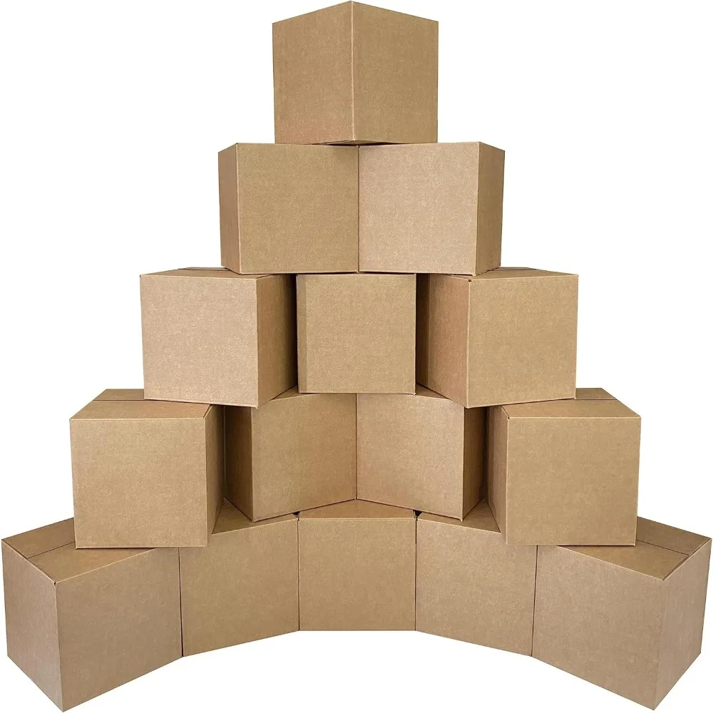 صناديق شحن مموجة شديدة التحمل بوزن 275 رطل - 15 عبوة، 12 × 12 × 12 بوصة، قوية ومتينة للتحريك والتغليف