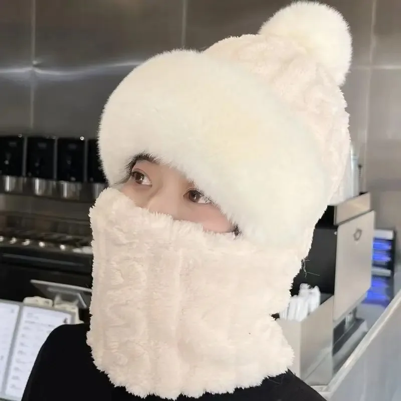 قناع وشاح شتوي من قطعة واحدة، قبعة صوف سميكة جديدة للسيدات، حماية أذن ركوب الدراجات وقبعة لأصابع القدم #2