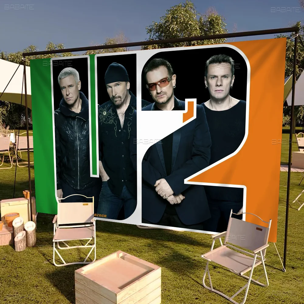 U-U2 Band Colorful Flag Wall Hanging Bohemian Wall Banner Mandala Indoor Art Decor