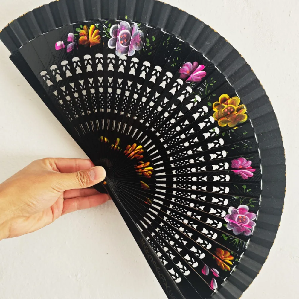 Creative Antique Spanish Wooden Fan Classic Traditional Folding Fan Colorful Decorative Hand-painted Fan Wedding