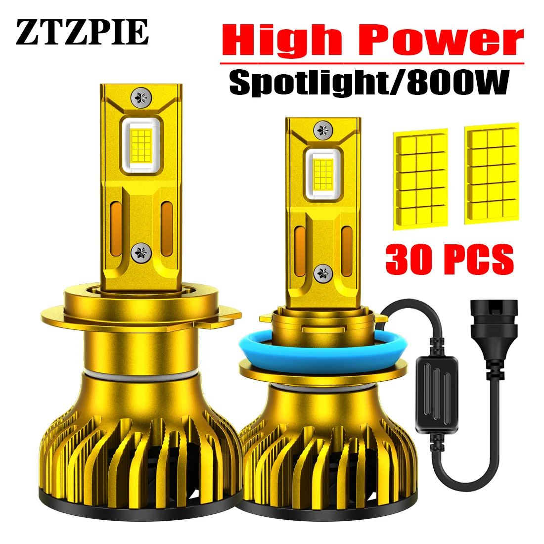 

ZTZPIE Car Light 500000lm LED CANBUS Headlight Bulbs H1 H4 H7 H11 9005HB3 9006HB4 800w Spotlight 30 Core High-power Fog Light
