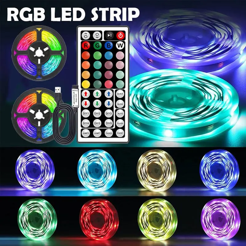 

Светодиодные ленты USB 5В с пультом на 44 кнопки (без батареи), RGB-подсветка с изменением цвета для спальни и кухни