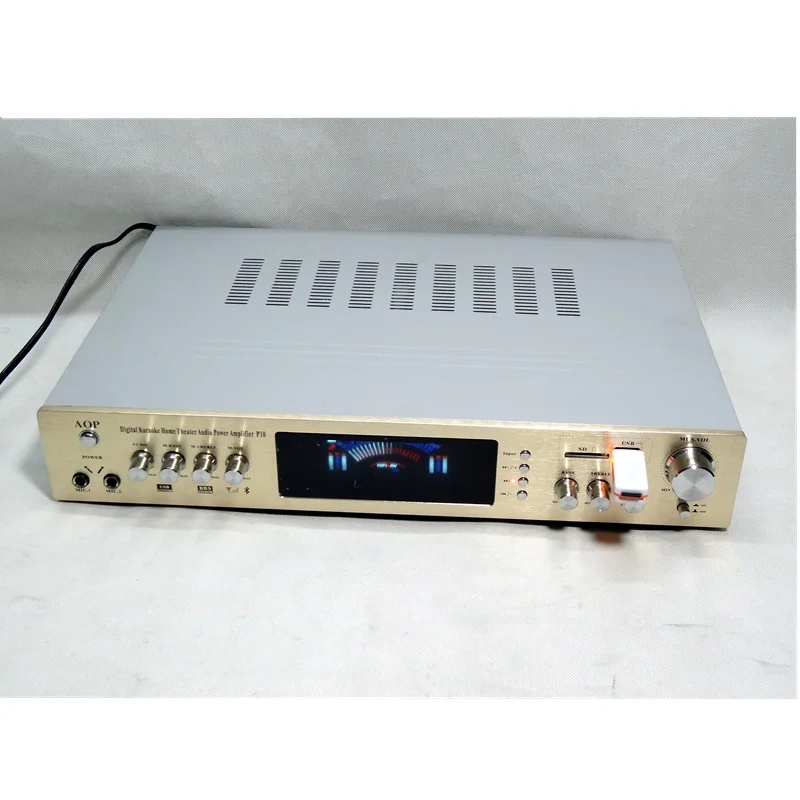 Amplificateur Audio stéréo avec Bluetooth AOP-P10, 5.1 canaux, HIFI, Home cinéma, numérique, karaoké, KTV, avec entrée Microphone USB SD