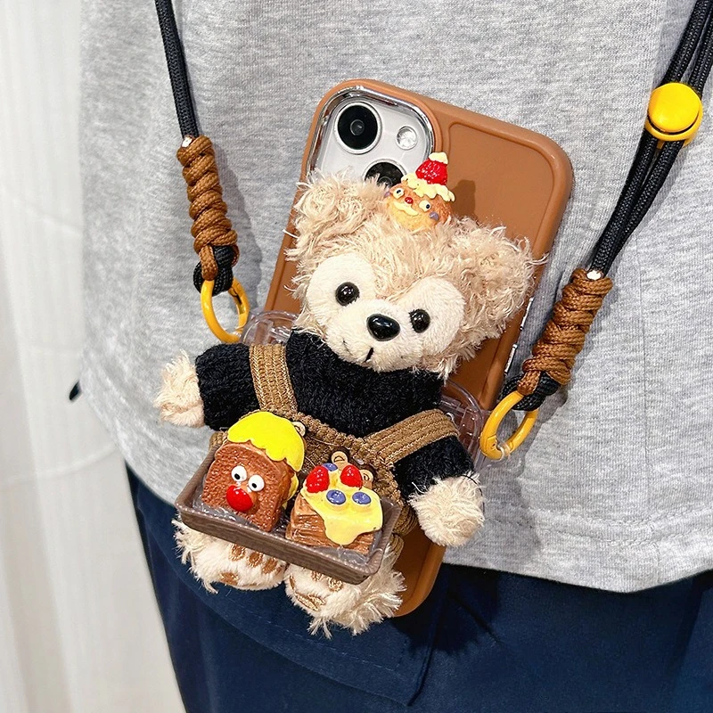

White tutu dress rose cute bear mobile phone back clip can cross the mobile phone chain