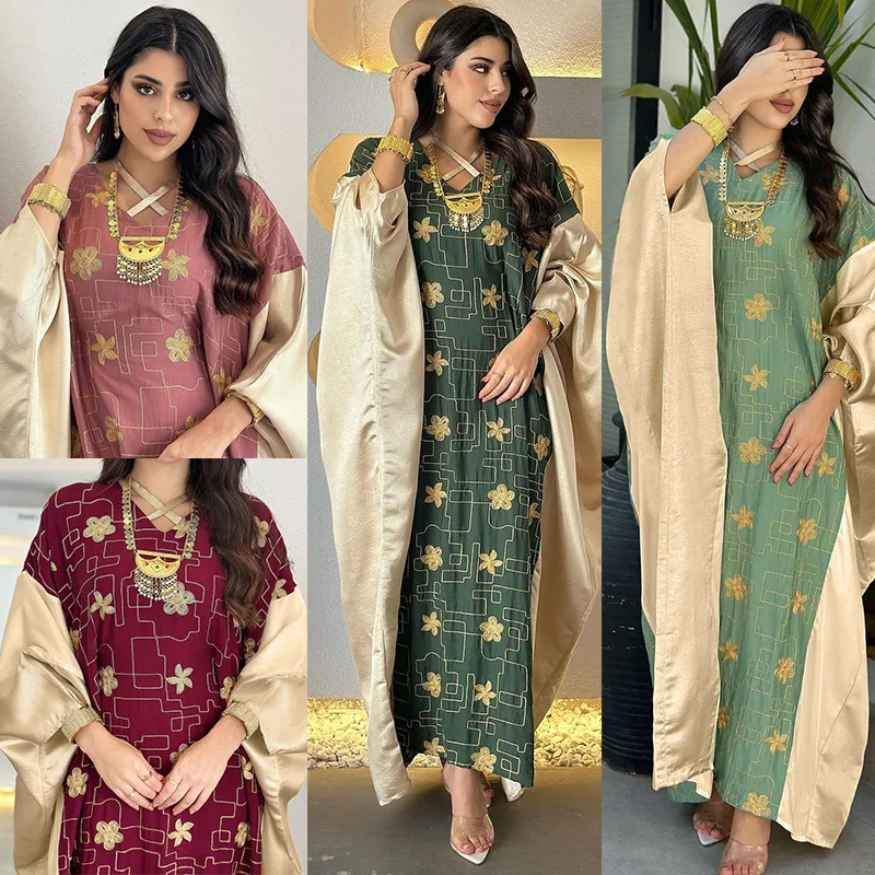 

Ид мусульманское платье для женщин Абая с вышивкой Джалабия Марокко вечерние платья Дубай Кафтан Ислам Vestidos Largos арабский длинный халат