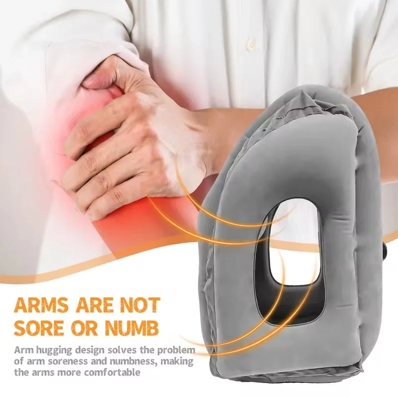 Portable Inflatable Travel Pillow for Neck and Head Support with Advanced Air Valve System