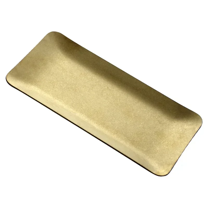 Japanese style retro metal small plate gold and silver creative 304 stainless steel towel dish dessert dish jewelry storage tray image 5