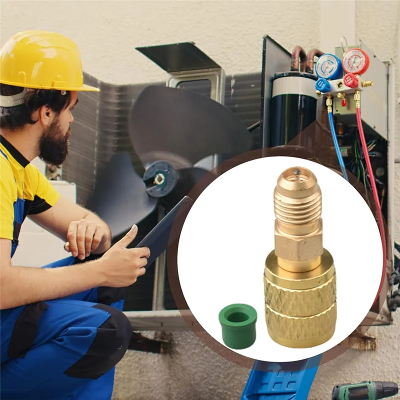 AAAN-Voor R32 R454B Koelmiddel Messing Adapter, 1/4 Inch Vrouwelijk Naar 1/4 Inch Mannelijke Omgekeerde Draad, voor R32 R454B Koelmiddel Tanks Sp