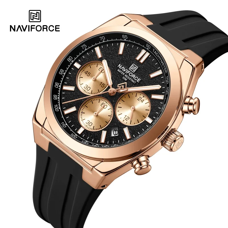 

NAVIFORCE Luxury Men's Multifunctional Chronograph Watch 3ATM Waterproof Luminous Hands Silicone Strap Men's Quartz Watch Gift