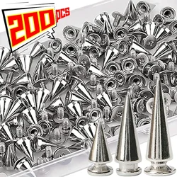 200/10PCS Double Caps Silver Rivets Cone Studs DIY Punk Round Cone Spikes for Shoes Bags Clothing Garment Nail Rivet Sewing Tool