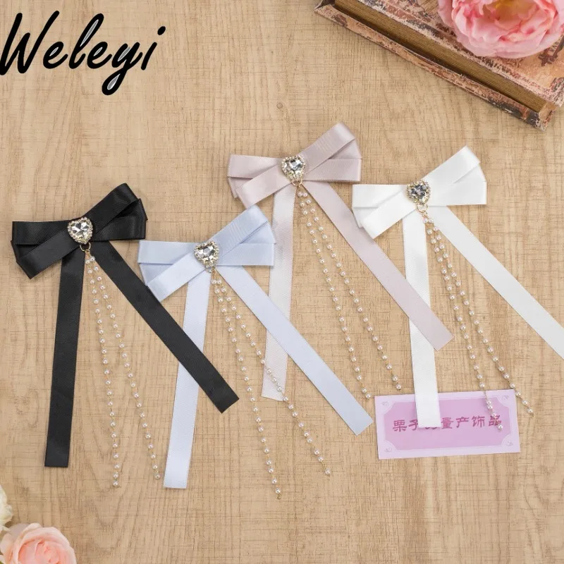 

Japanese Hair Accessories Lolita Sweet Mine Series Mass-produced Pearl Chain Rhinestone Fringed Bow Hairpin Side Clip Headdress