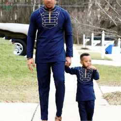 H&D 2022 Kid Boy African Clothes Long Sleeve T shirt Pants Suit For Children Dashiki Embroidery Clothing Party Wears Outfits