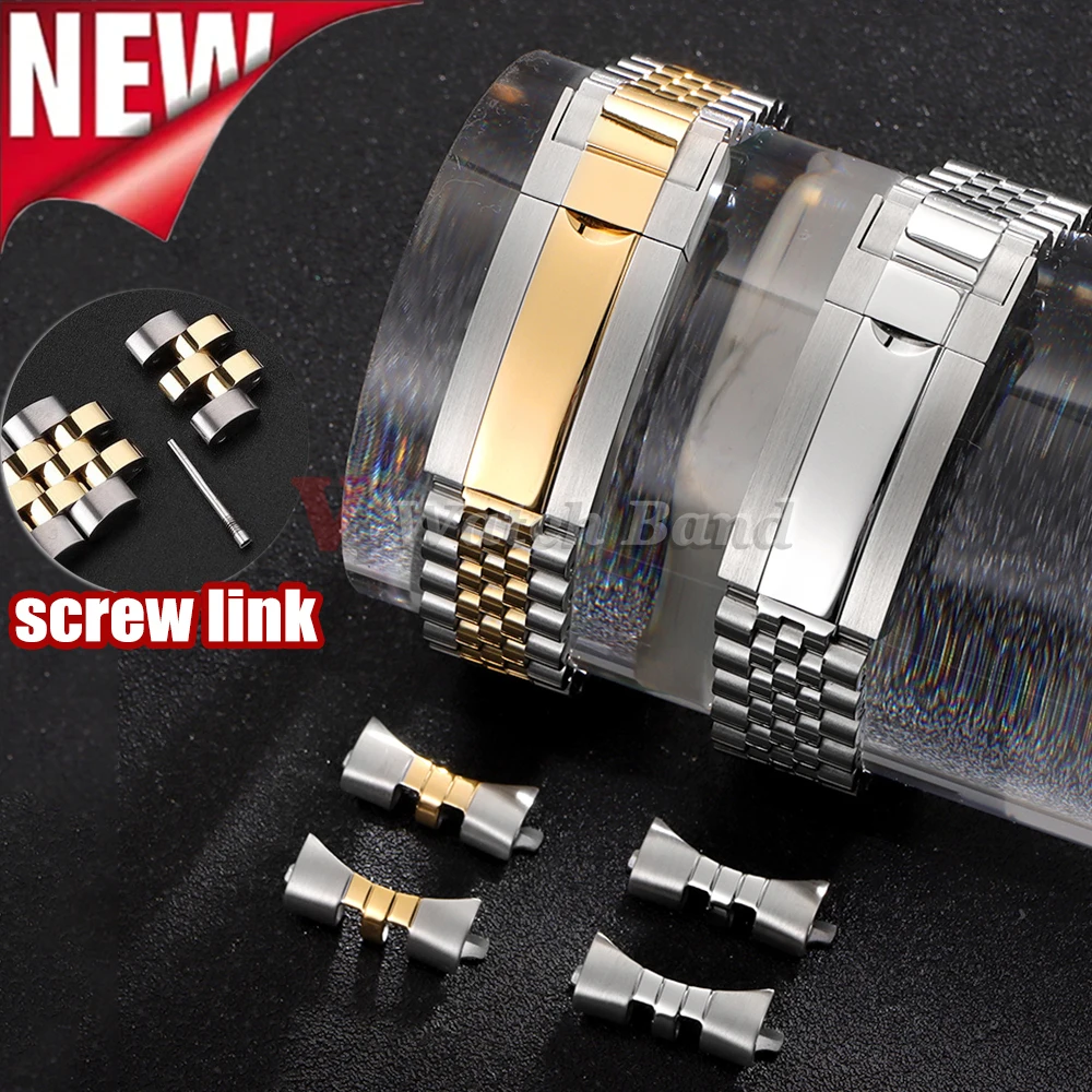 

Arc Interface Metal for Jubilee Gold Watchband for Rolex Oyster Perpetual Datejust Stainless Steel Watch Strap 20mm 21mm 22mm