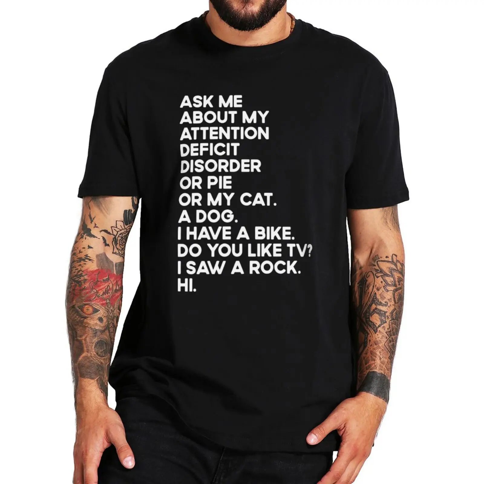 

Ask Me About My Attention T Shirt ADHD Supporter Humor Gift Tee Tops Casual 100% Cotton Unisex Soft T-shirts For Men Women