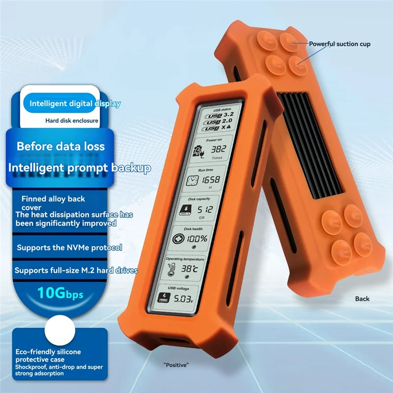 Top-M. 2 für NVME SATA SSD-Gehäuse mit Display, USB-Typ-C-Adapter, Dual-Protokoll-SSD-Box für NVME/NGFF SSD-Festplatte