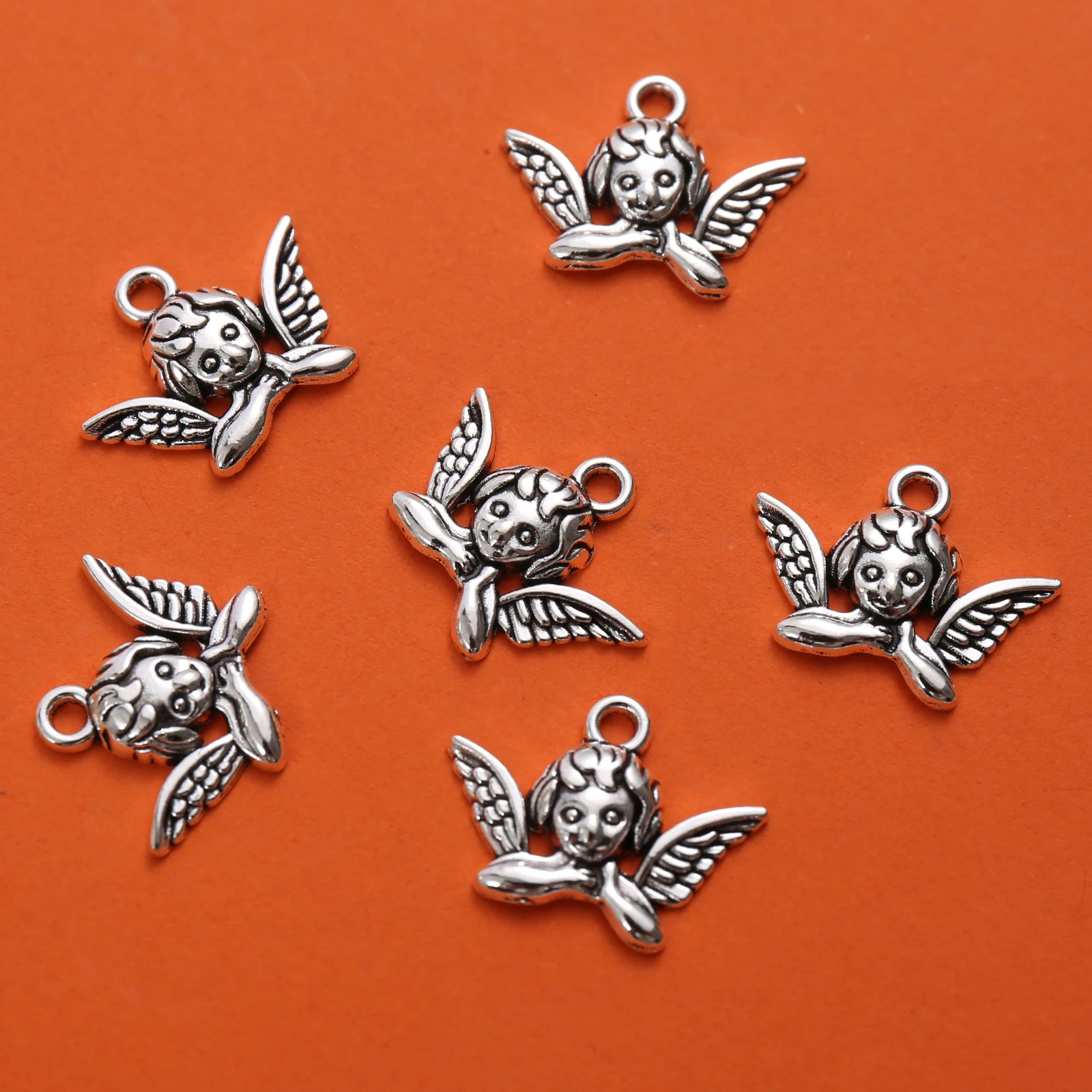 20 Vintage-Style Angel Pendants with a Single Hole, Featuring a Half-Body Angel Design, with a Built-In Hanging Loop on the Top, Suitable for DIY Bracelets, Earrings, Necklaces, and as a Symbol of Protection, Unique Handmade Beaded Accessories view 4