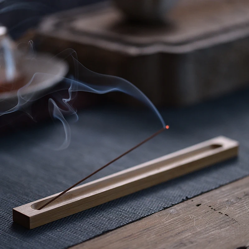 Bamboo Board Wood Incense Stick Holder 23cm Line Incense Burner Wooden Crafts Sandalwood Coil Base Home Decoration