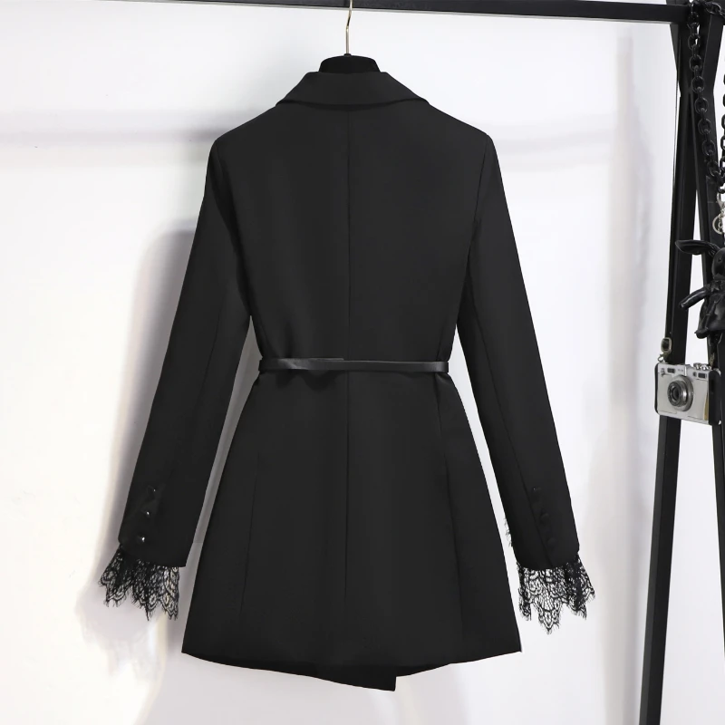 Spring and Autumn High Fashion Suit Trench Coat Waist Slimming Temperament Suit Black Skirt Jackets for Women