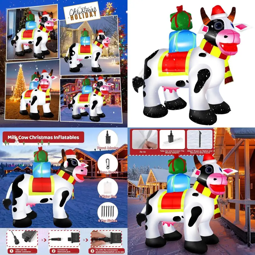 

Надувная рождественская корова высотой 6 футов с LED-подсветкой для украшения двора и крыши