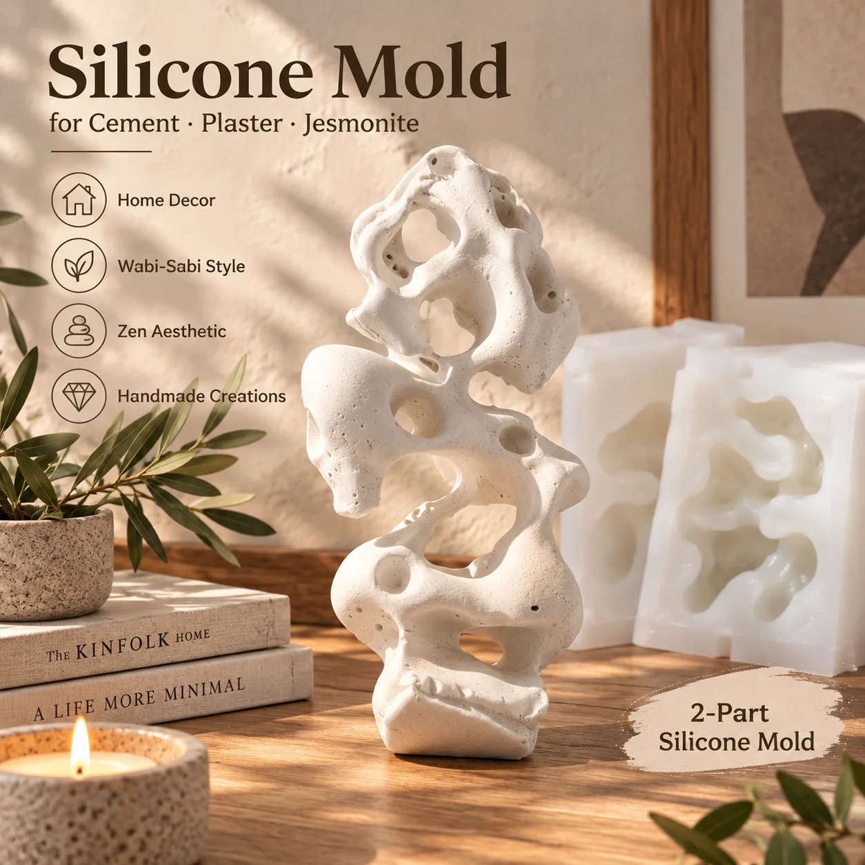 Mountain Rock Silicone Mold DIY Cement Plaster Jesmonite Casting Mold for Miniature Landscape Rockery Zen Garden Home Decor