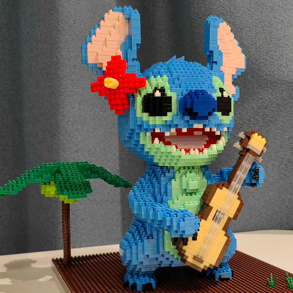 Guitar Stitch Series Diamond Building Block Micro Lilo & Stitch Figure Cute 3D Model Children For Mini Bricks Toys