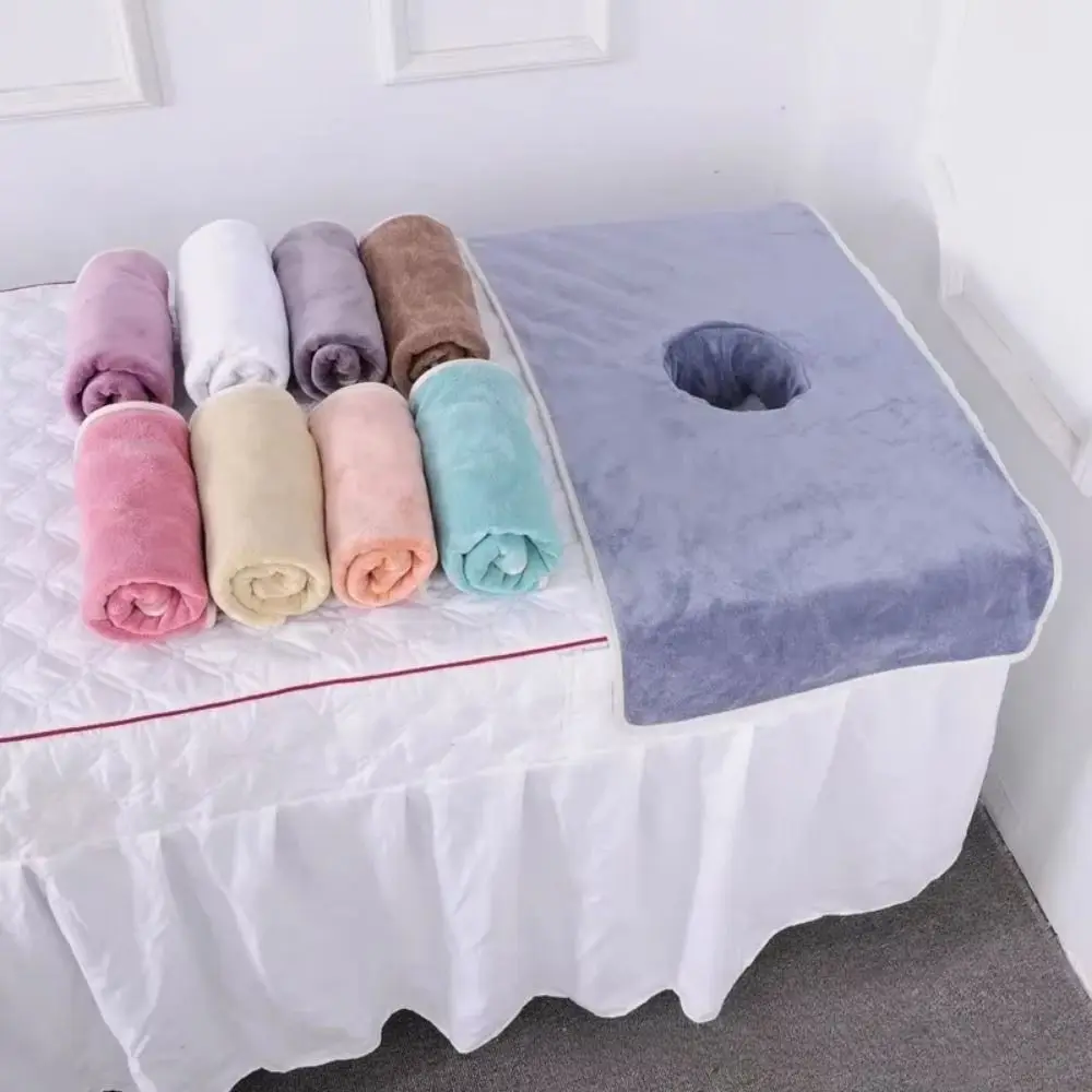

Thickened Massage Face Towel Breathable Comfortable Beauty Salon Towel with Hole Solid Color Headrest Pads SPA Center