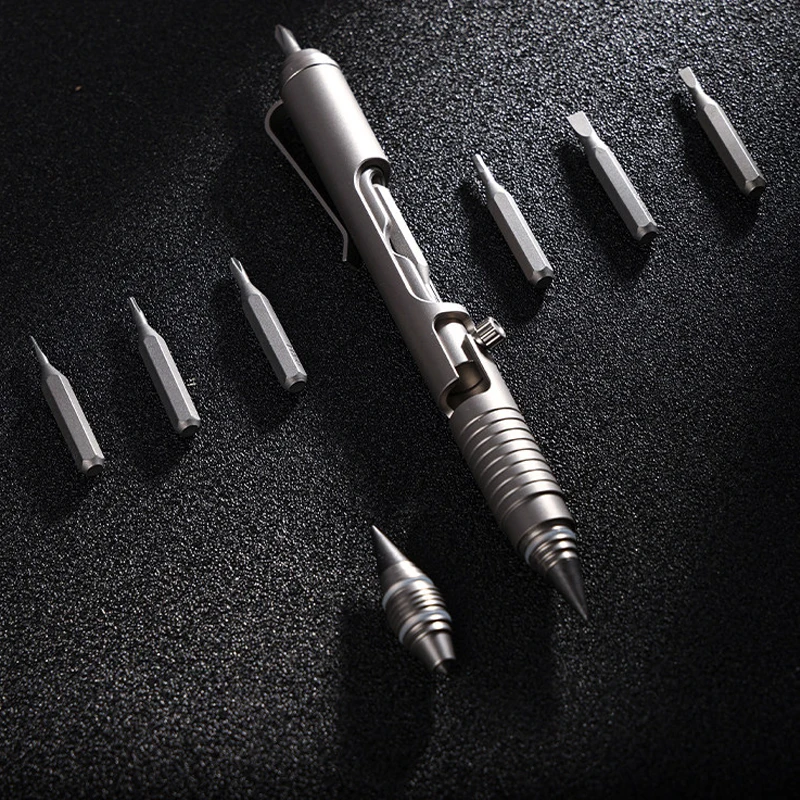 Outdoor Portable EDC Titanium Alloy Self-defense Tactical Pen, Car Emergency Window Breaking Tool