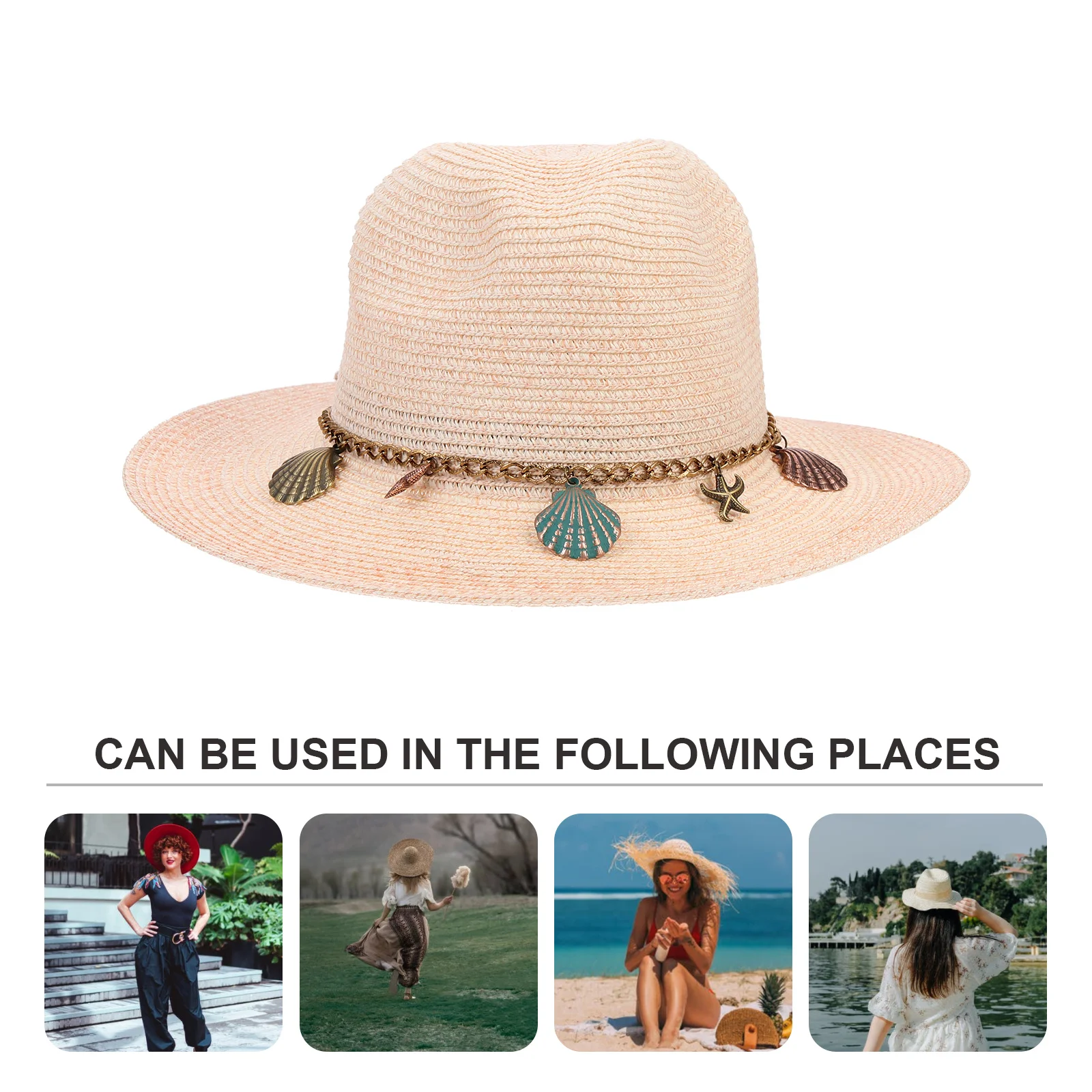

Woven Summer Bucket Hat Decorative Brim Sun Shade Cover Outdoor Travel Beach Hat Women Sun Shade Cover
