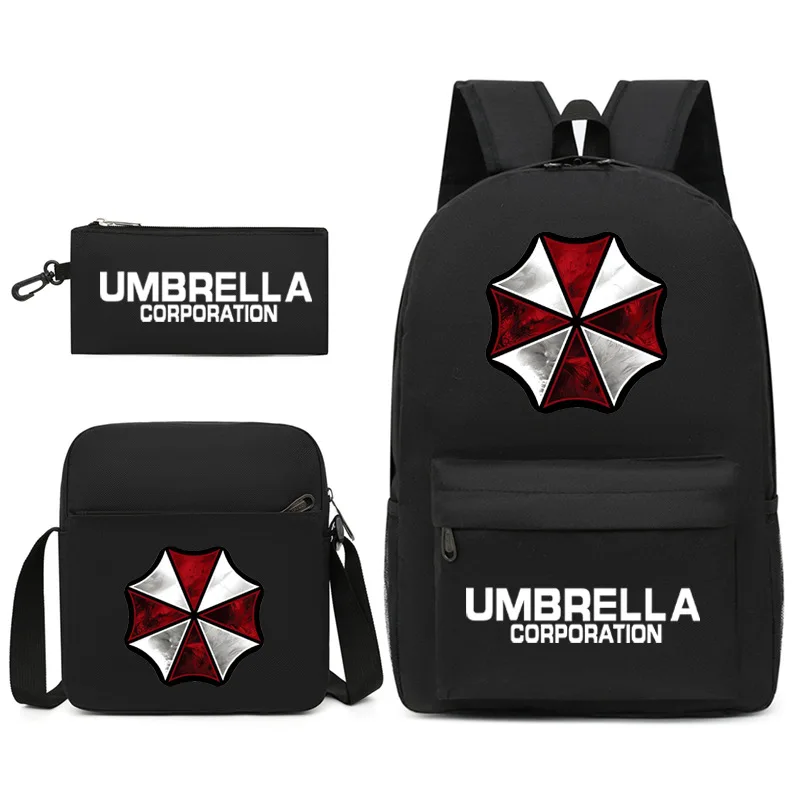 Juego de 3 Piezas de Accesorios para Videojuegos, Mochila, Bolso de Hombro y Estuche para Lápices de Leon de Resident Evil, Útiles Escolares, Regalo de Cumpleaños