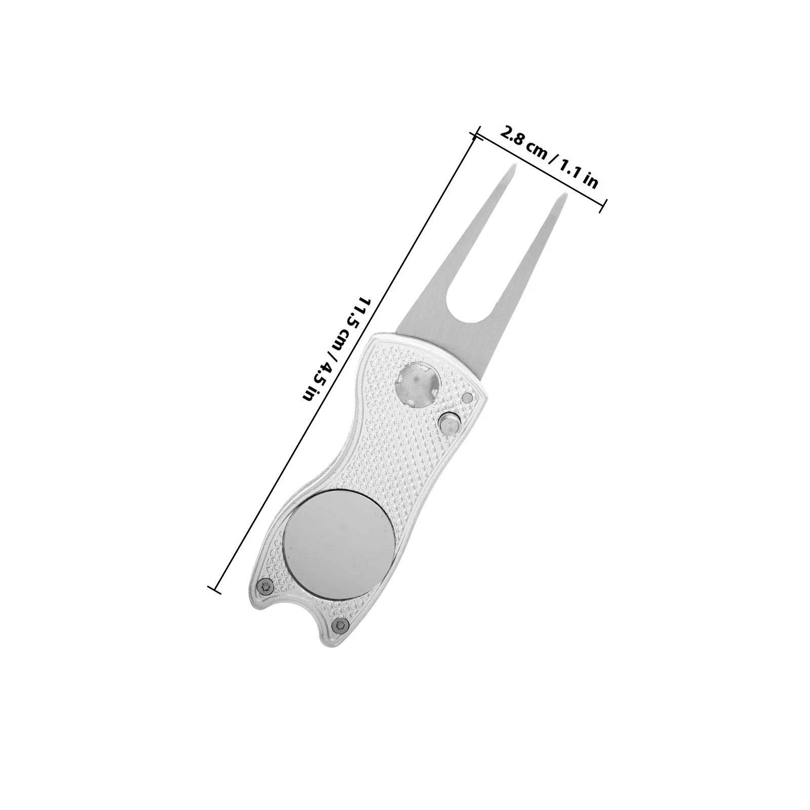 Kompaktowe składane narzędzie do naprawy divotów w trawie golfowej, metalowy widelec, znacznik do piłek, wytrzymały, ergonomiczny uchwyt, akcesoria golfowe dla mężczyzn i kobiet golfistów.
