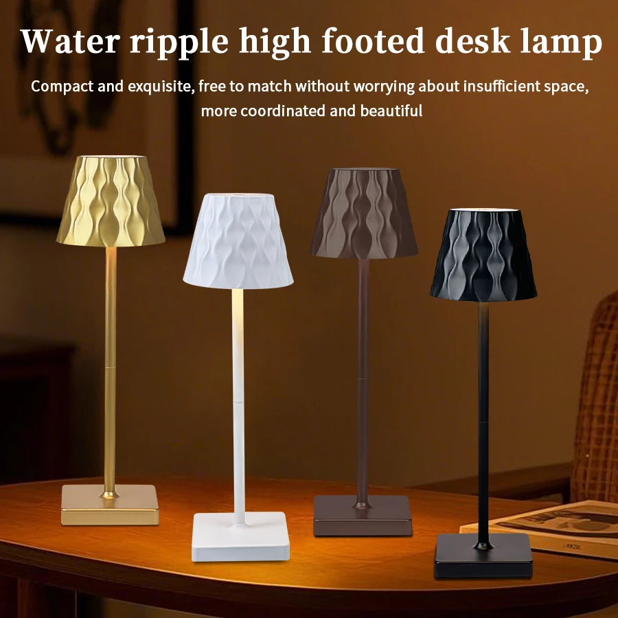 

Portable Table Lamp Rechargeable Touch LED Desk Lamp 3-Color Stepless Dimming Desktop Night Light for Restaurant Bedroom Bars