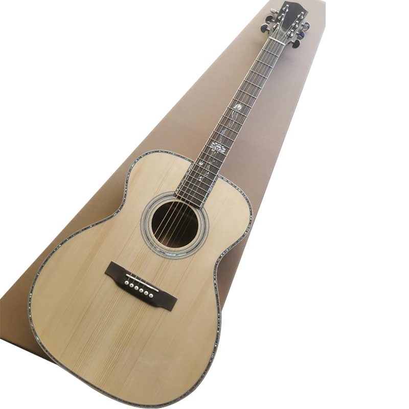 

All solid wood Adirondack spruce + Honduras rosewood 40 inch om rounded abalone inlaid folk acoustic acoustic guitar