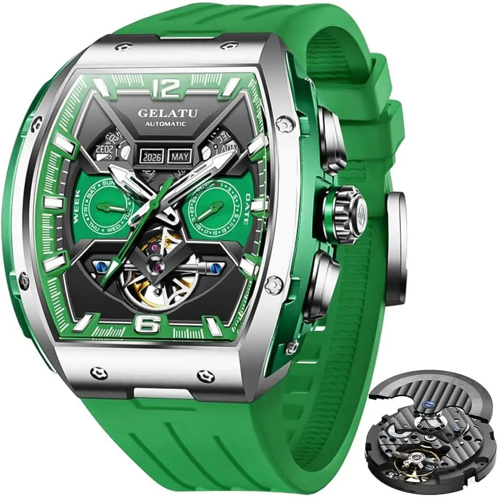 

Мужские часы OLEVS GELATU, автоматические, с турбийоном, скелетонизированные, механические, с автоподзаводом, водонепроницаемость 50 м, сапфировое стекло, квадратный корпус